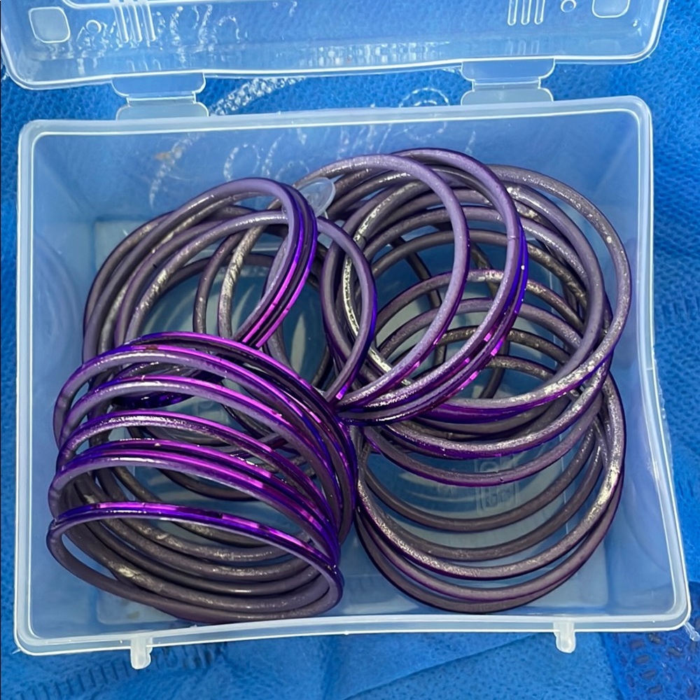 Purple Metallic Bangle Bracelet Set - Women Accessories